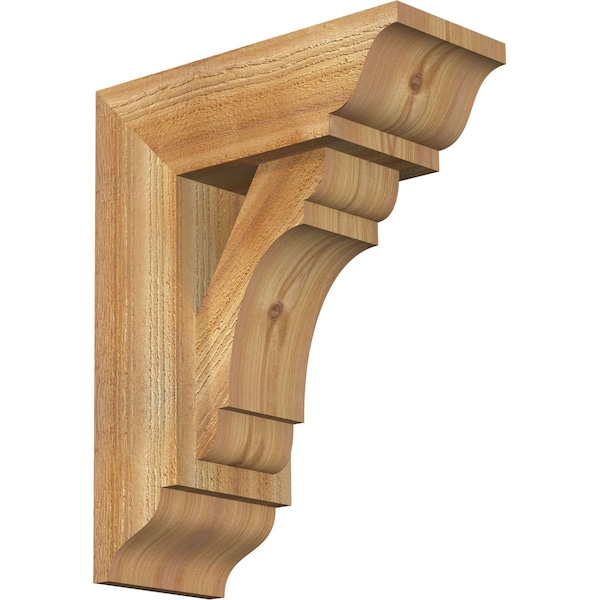 Ekena Millwork Olympic Traditional Rough Sawn Bracket w/ Offset Brace, Western Red Cedar, 6"W x 14"D x 18"H BKT0604X14X18OLY01RWR - main